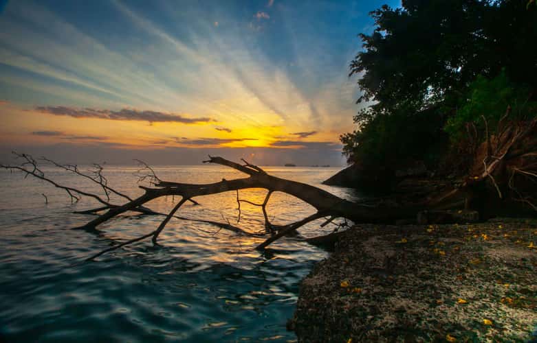 Panama Canal entrance sunrise, Panama Bay