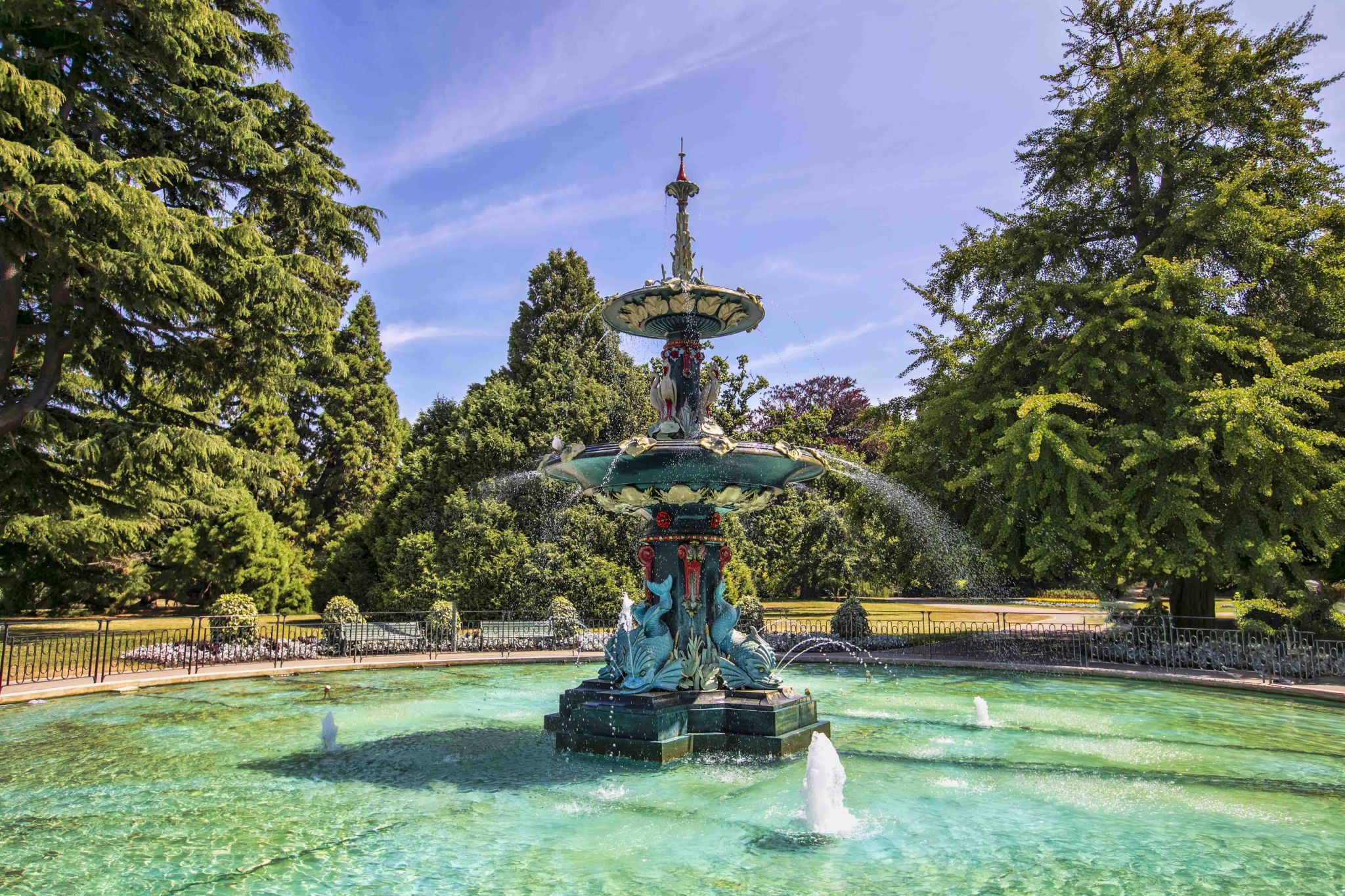 Peacock Fountain at Christchurch Botanic Gardens, New Zealand