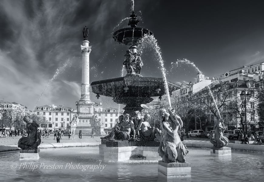 Rossio Fountain, Lisbon, Portugal