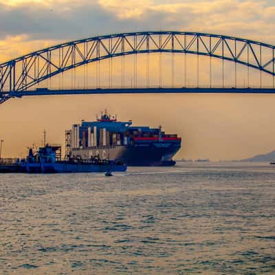 Ship about to enter Panama Canal, Panama