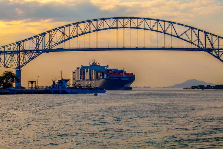 Ship about to enter Panama Canal
