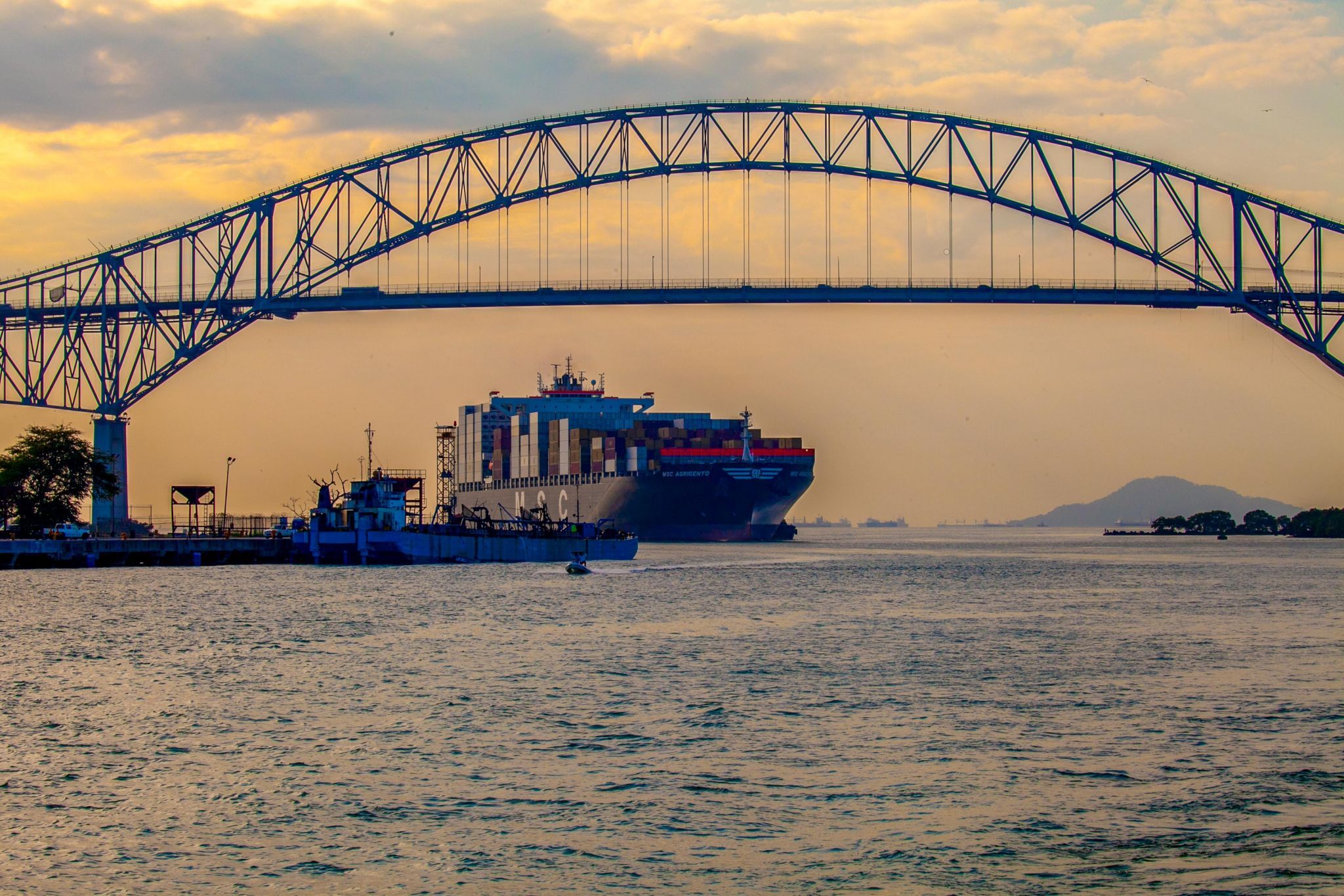 Ship about to enter Panama Canal, Panama