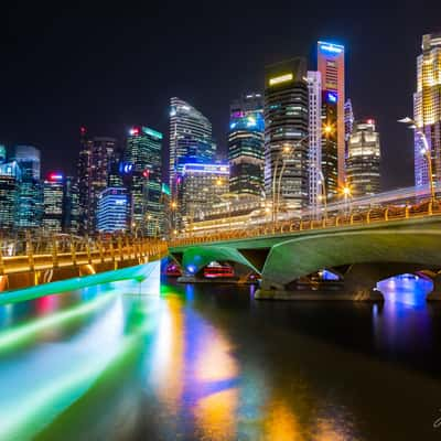 Singapore Skyline in between Jubilee and Esplanade Bridge, Singapore