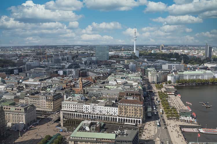 Rathaus view from St. Petri Church, Hamburg