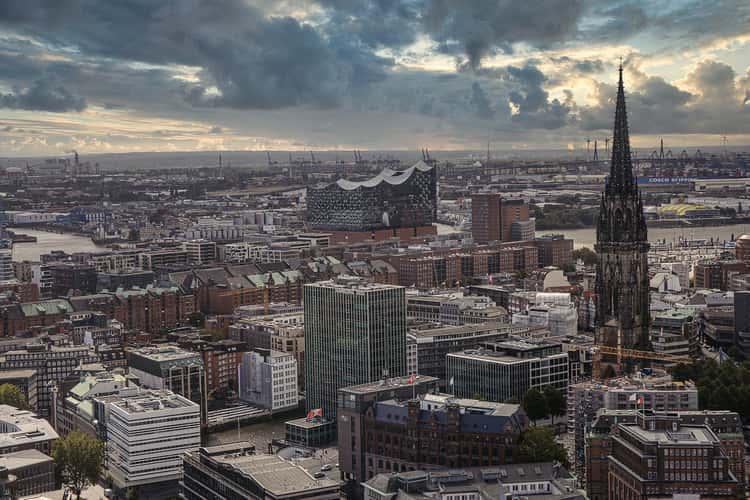 Rathaus view from St. Petri Church, Hamburg