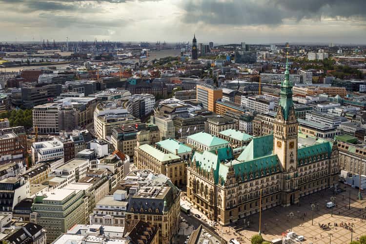 Rathaus view from St. Petri Church, Hamburg
