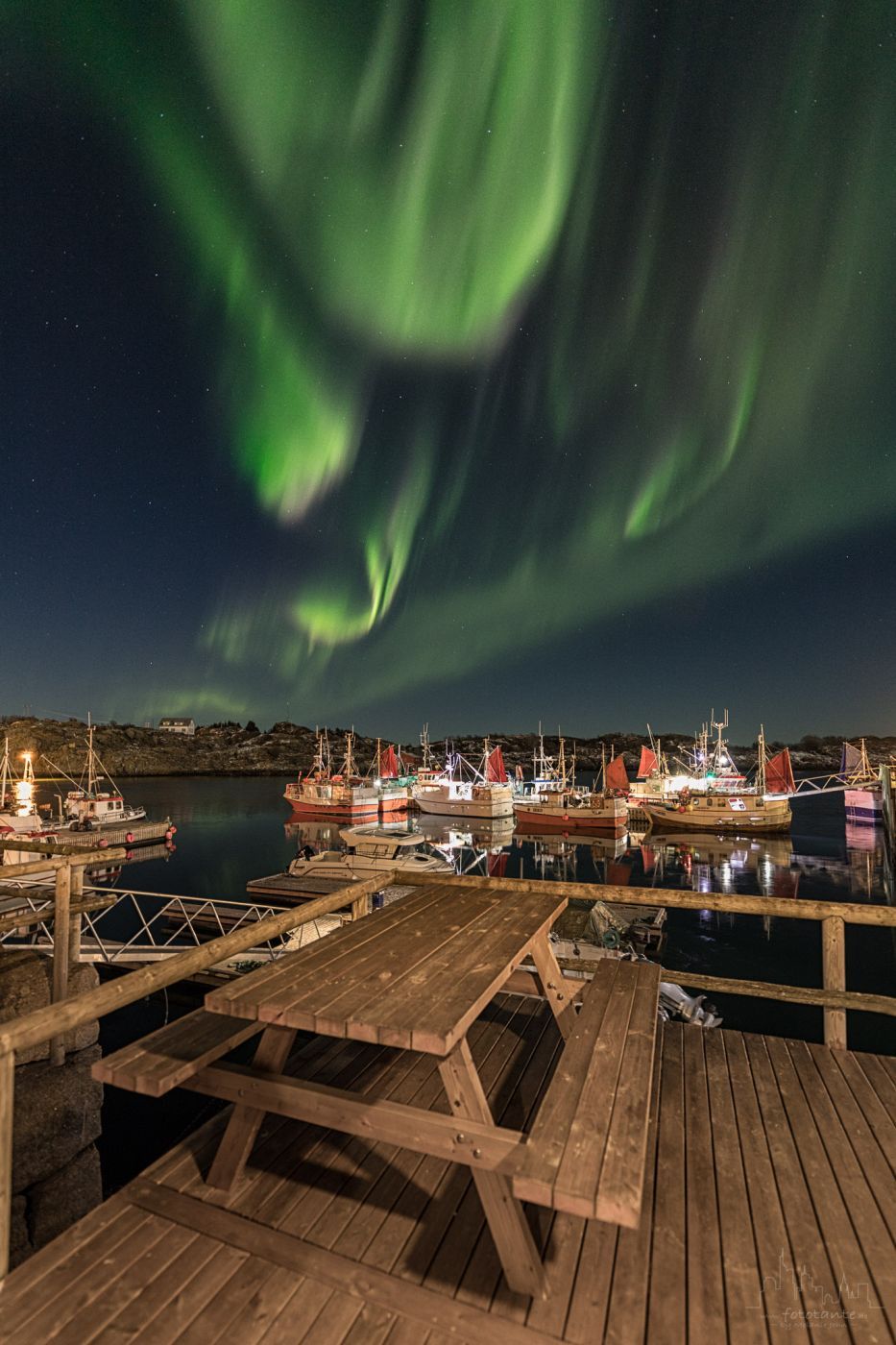 Stamsund Harbour - Northern Lights, Norway