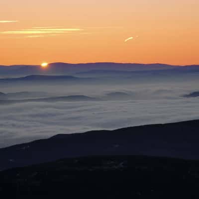 Sunrise from Snezka mountain, Poland