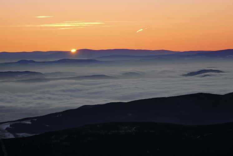 Sunrise from Snezka mountain