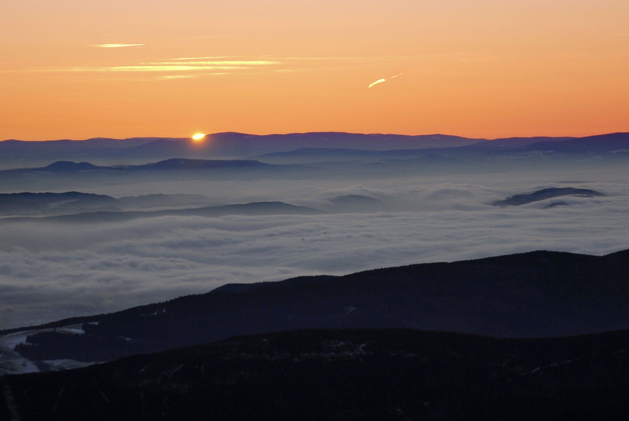 Sunrise from Snezka mountain, Poland