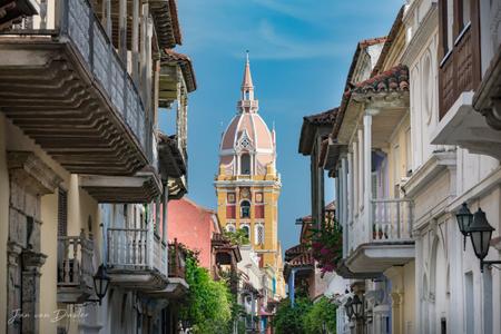 Sunrise on the streets of Cartagena, Colombia