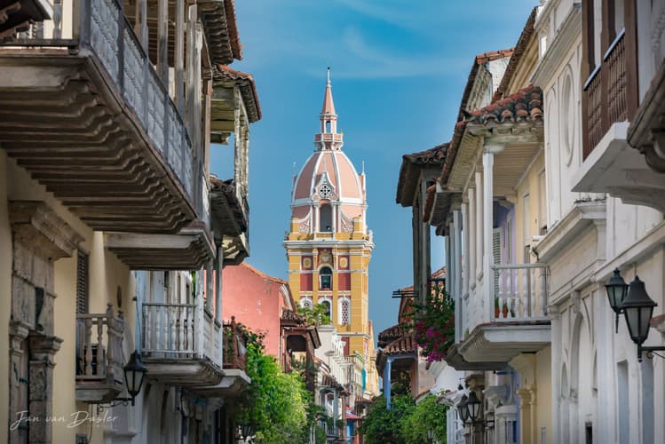 Sunrise on the streets of Cartagena, Colombia