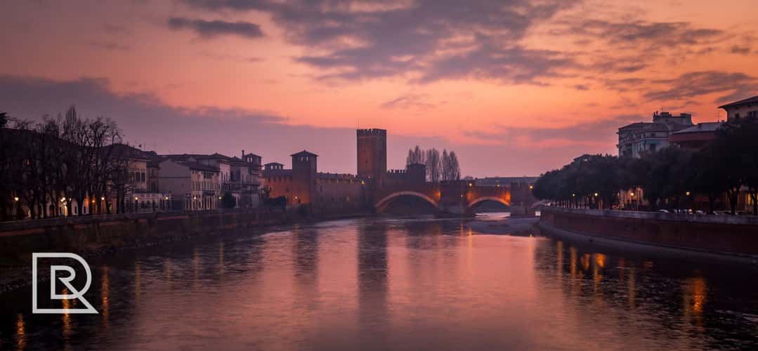 Sunset bridge, Verona