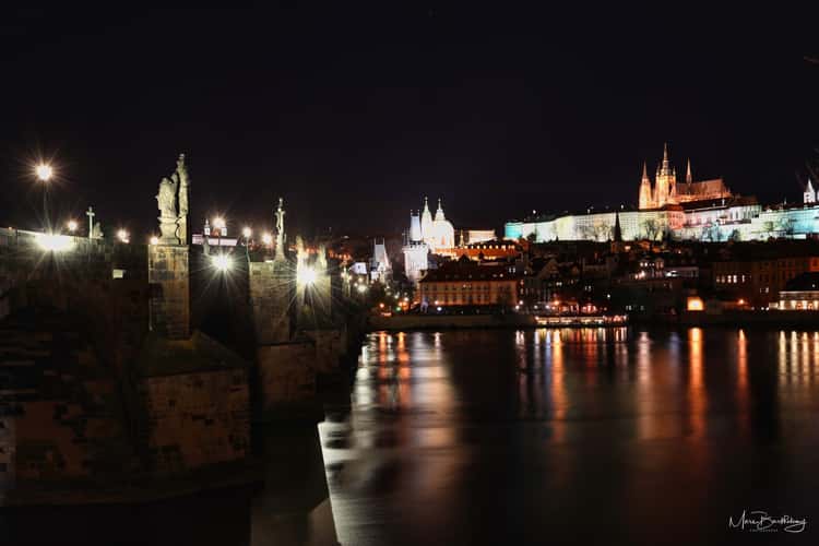 Charles Bridge and Old Town Panorama over the river