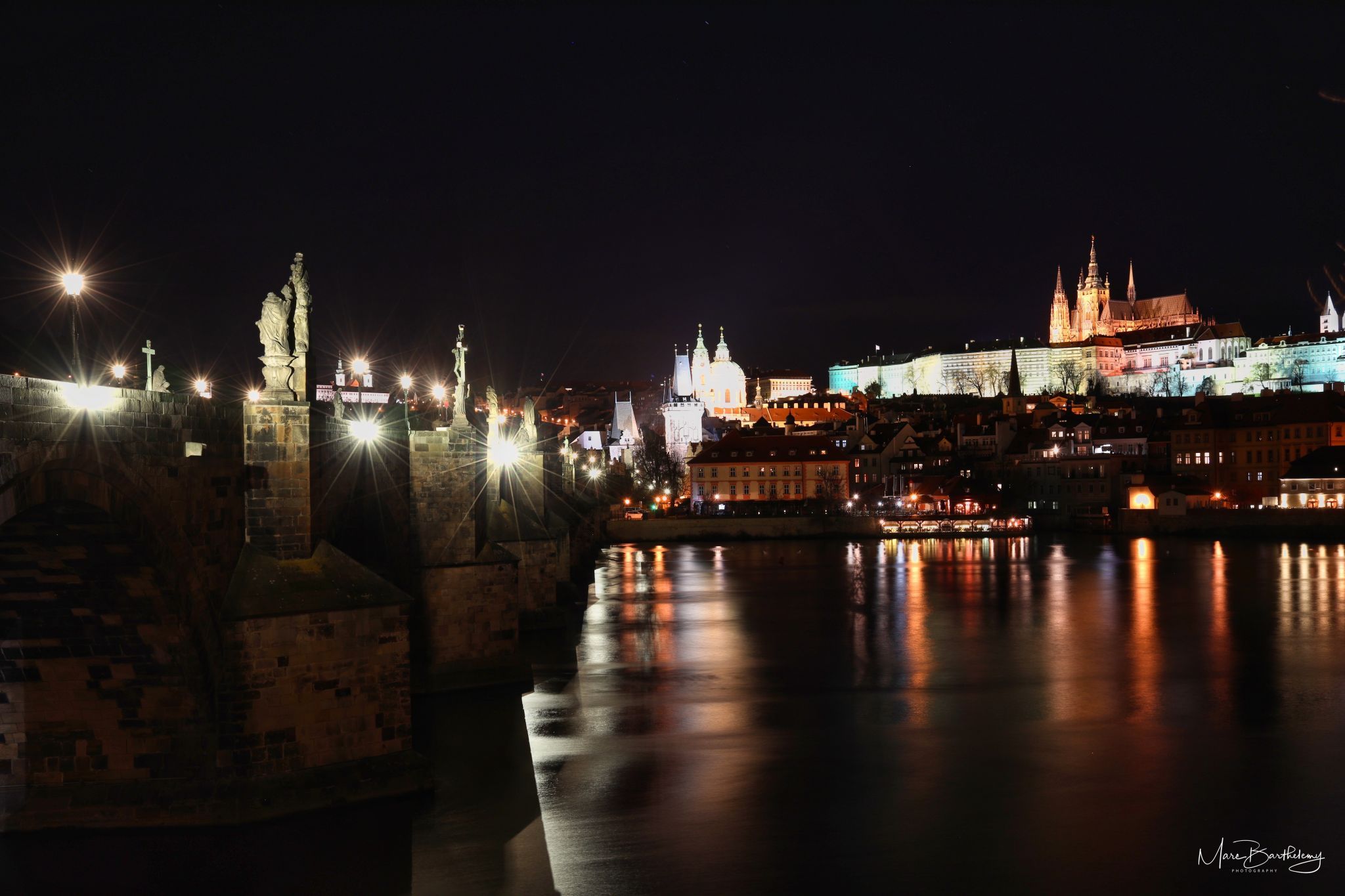 Charles Bridge and Old Town Panorama over the river, Czech Republic