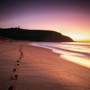 Footsteps sunrise at Palm Beach, Sydney, New South Wales, Australia