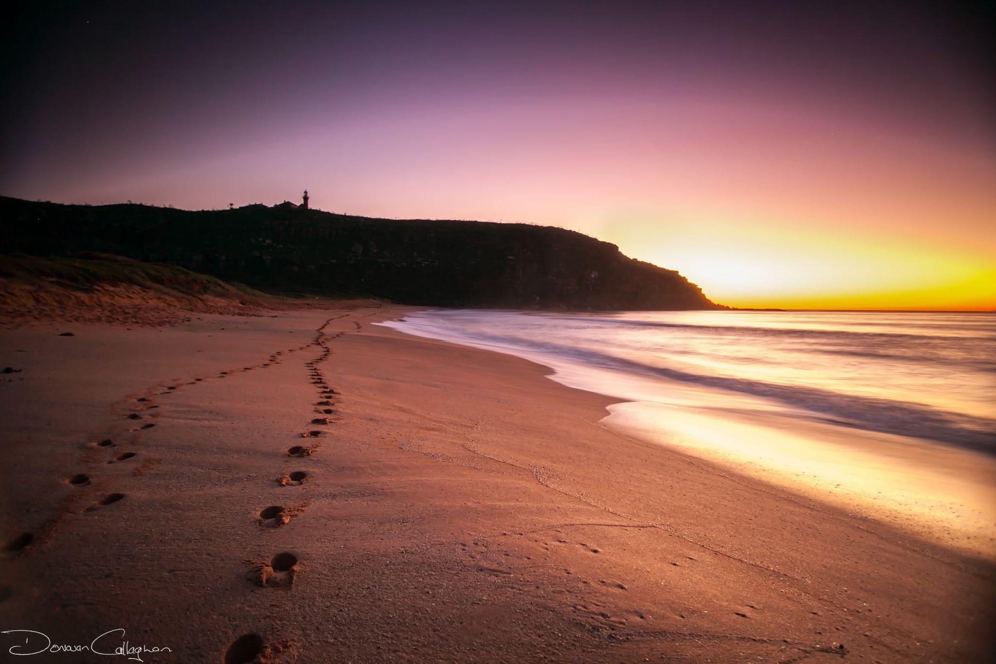 Footsteps sunrise at Palm Beach, Sydney, New South Wales, Australia