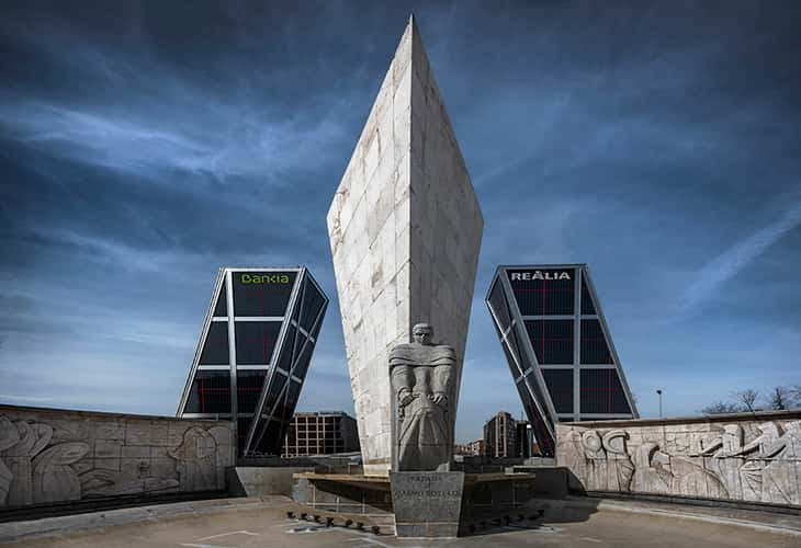 Gate of Europe and monument at Plaza Castilla, Madrid