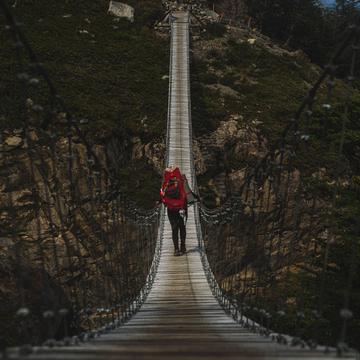 Hanging bridge Grey Lake, Chile