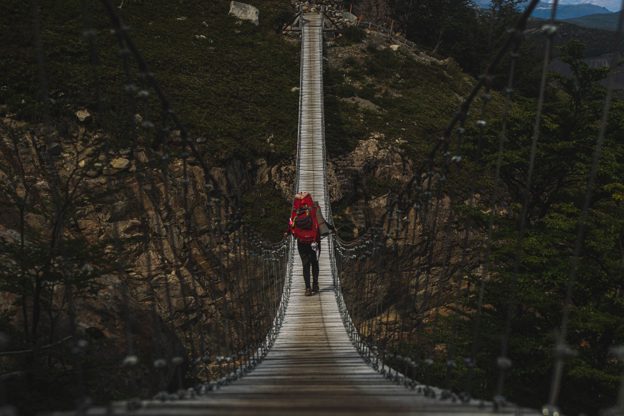 Hanging bridge Grey Lake, Chile