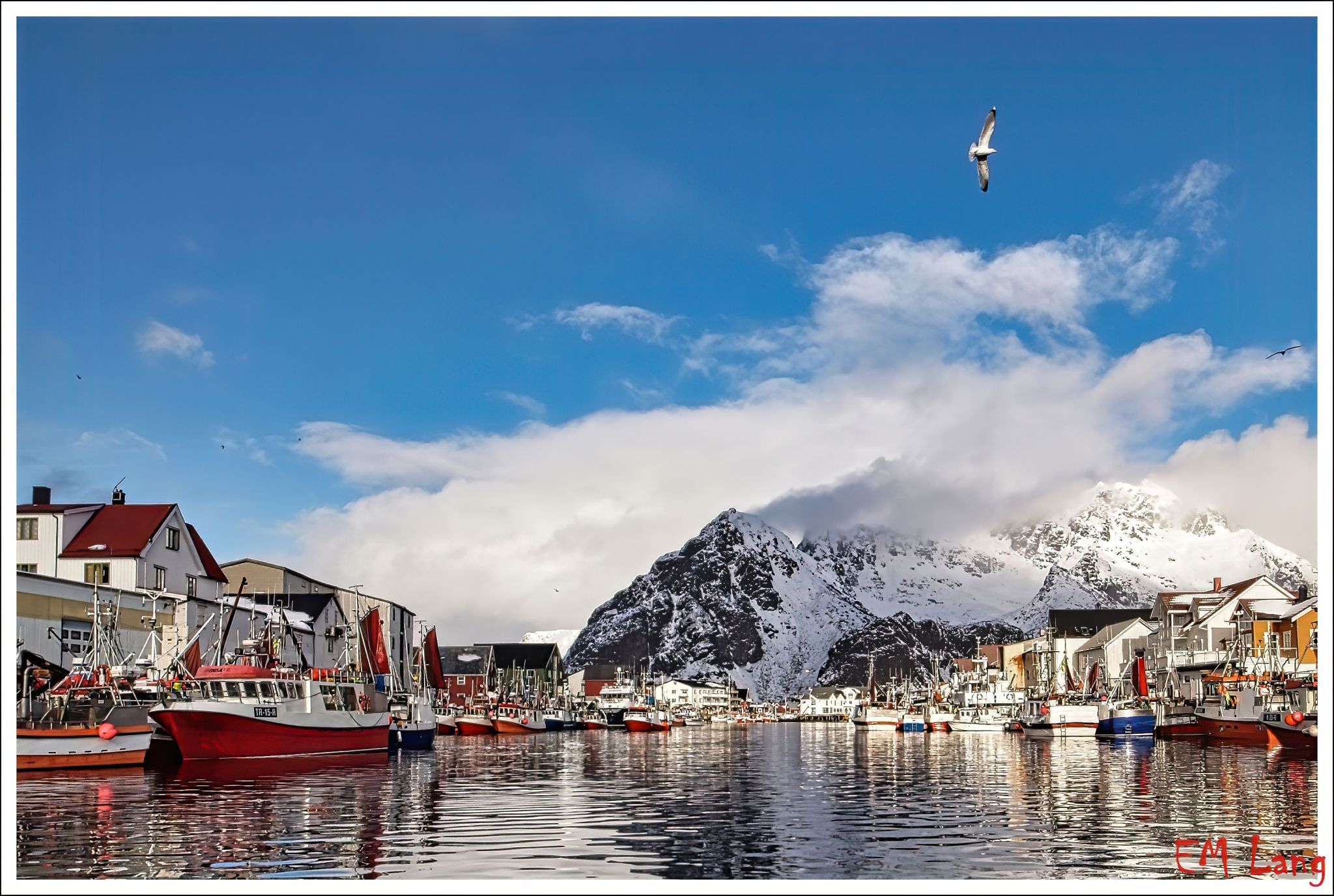 Classic harbour view of Henningsvær, Norway