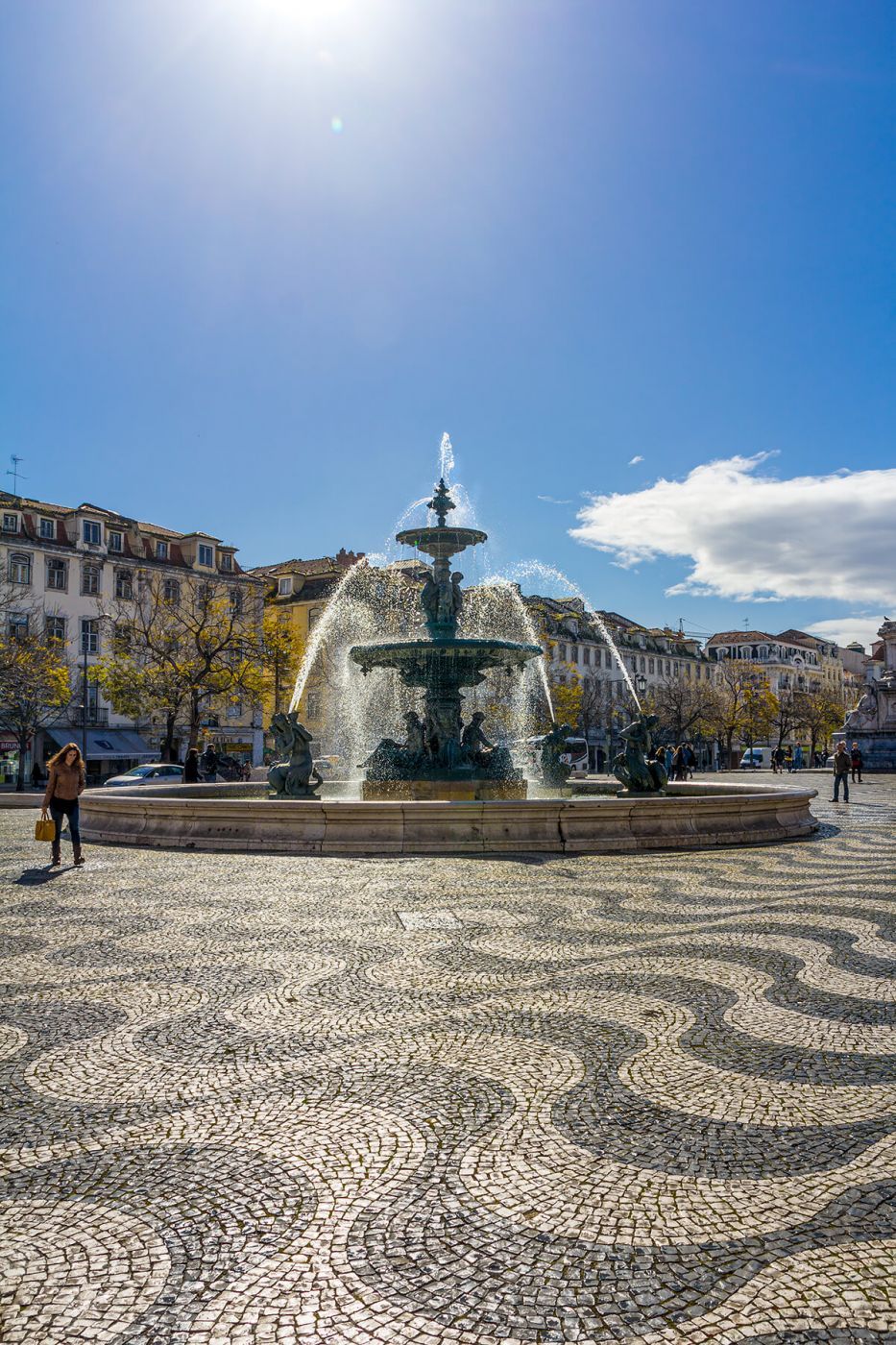 Rossio Fountain, Lisbon, Portugal