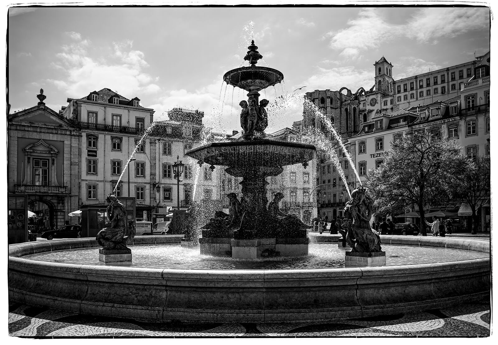 Rossio Fountain, Lisbon, Portugal