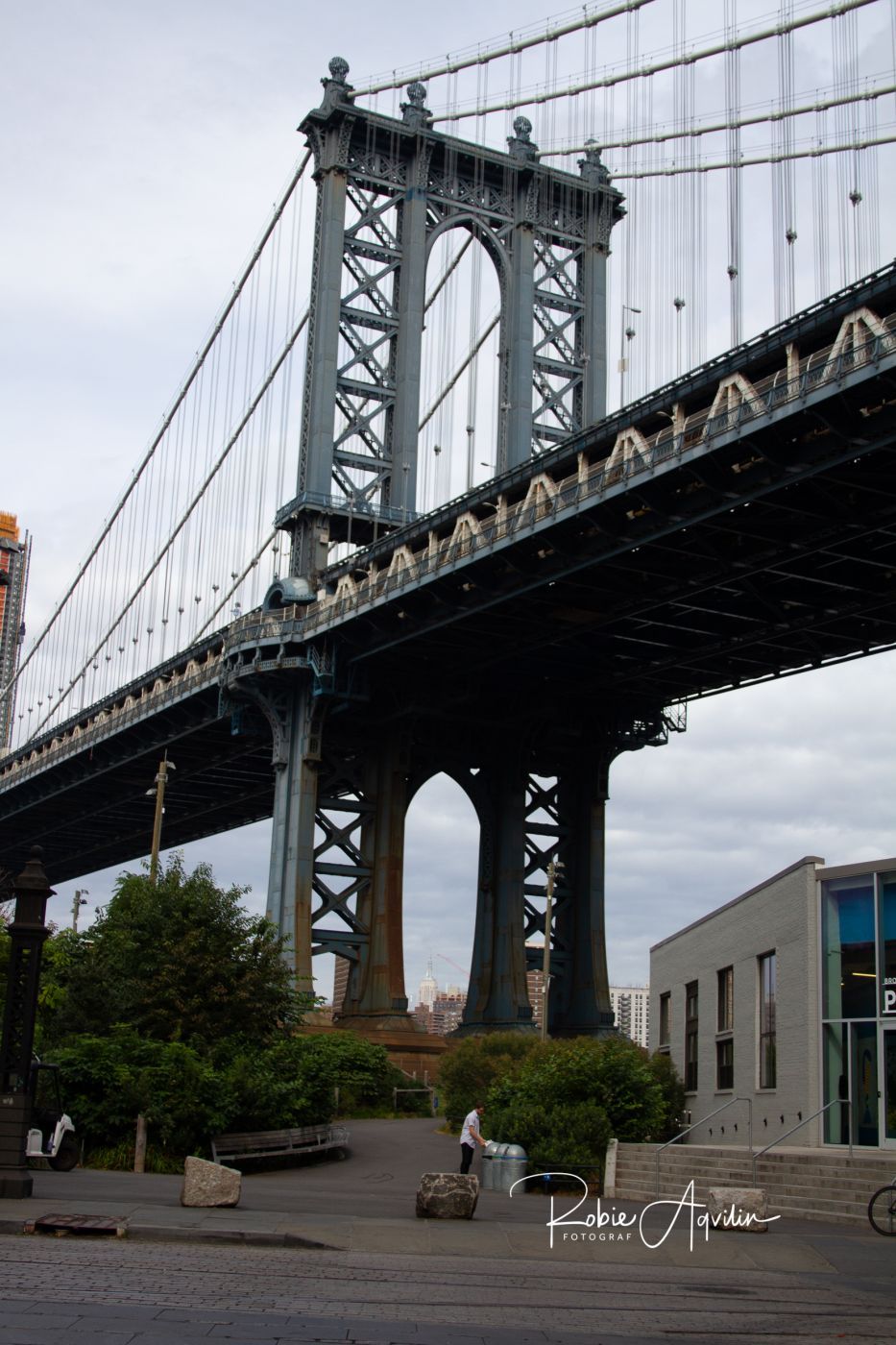 Manhattan Bridge from Washington St., New York City, USA
