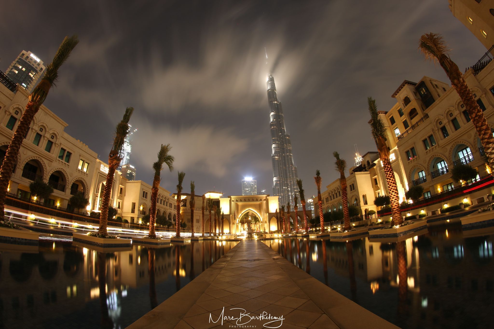 Palace Pool with Burj Khalifa, Dubai, United Arab Emirates