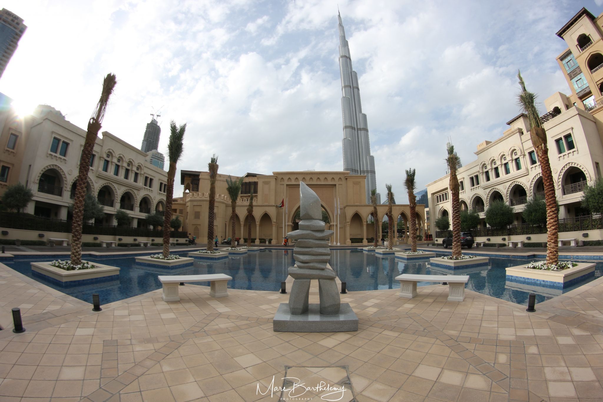 Palace Pool with Burj Khalifa, Dubai, United Arab Emirates