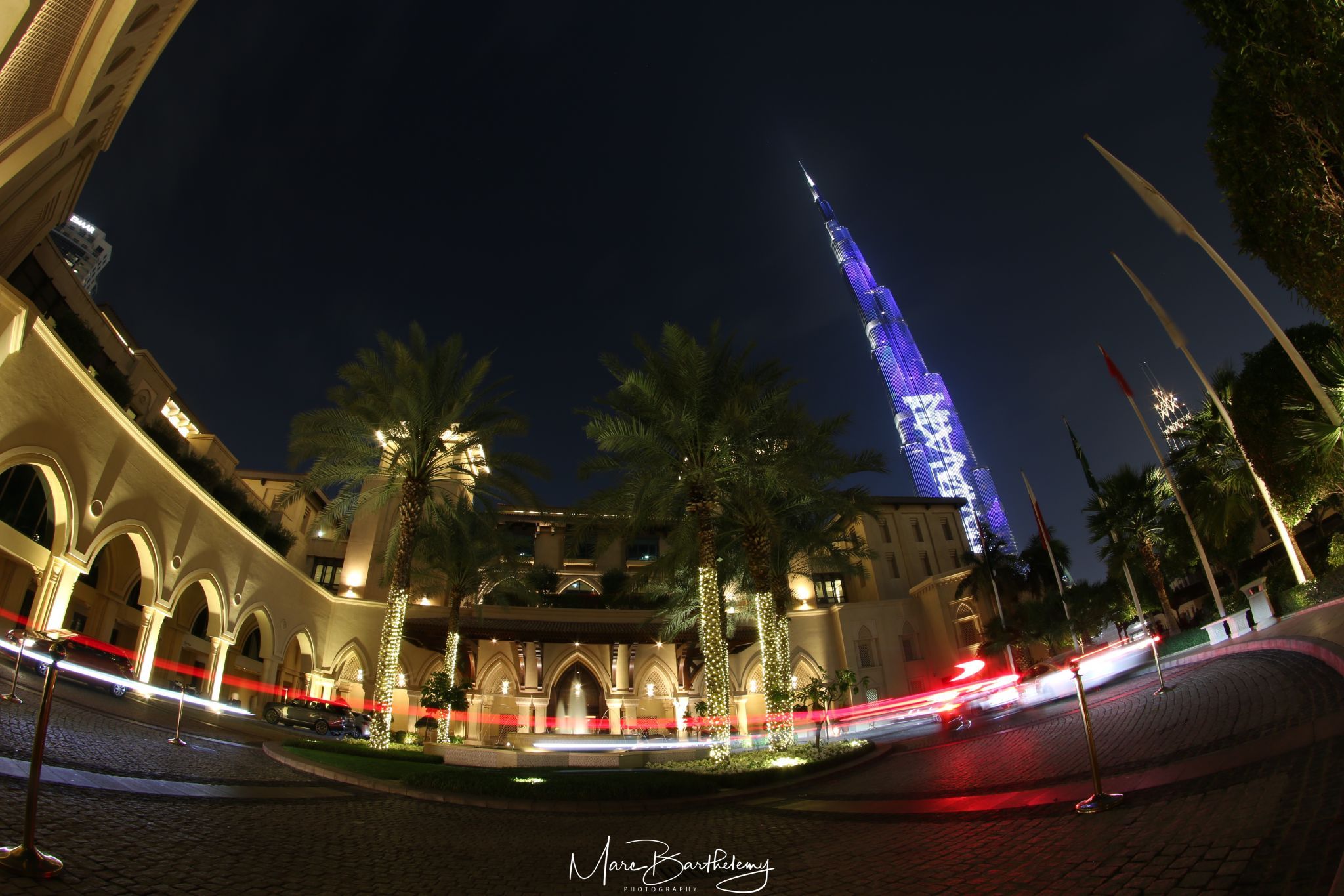 Palace Pool with Burj Khalifa, Dubai, United Arab Emirates