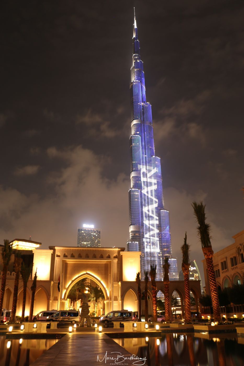 Palace Pool with Burj Khalifa, Dubai, United Arab Emirates