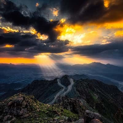 Panorama view of Al Hada road, Saudi Arabia