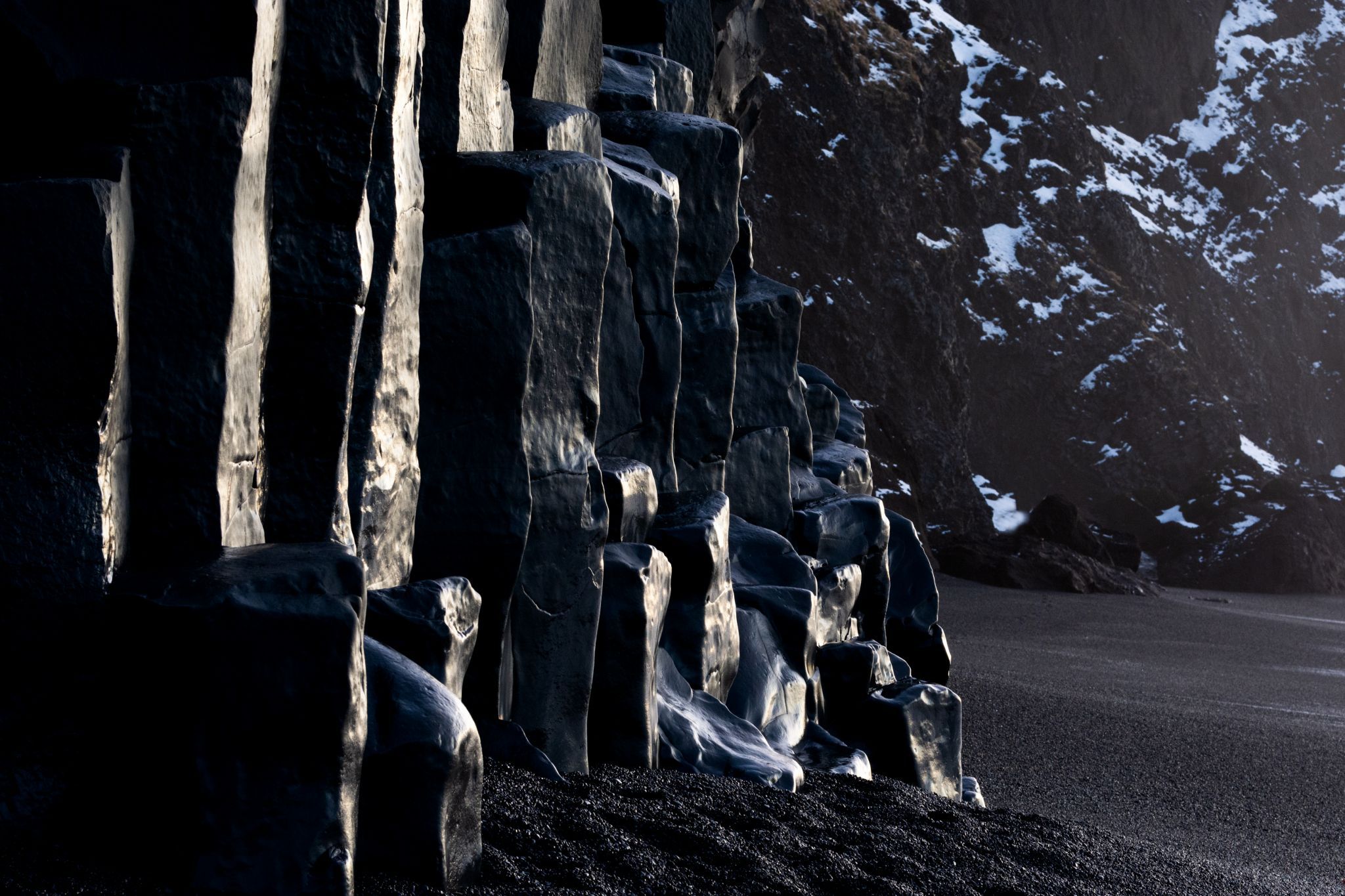 Reynisdrangar, the black basalt sea stacks near Vik, Iceland