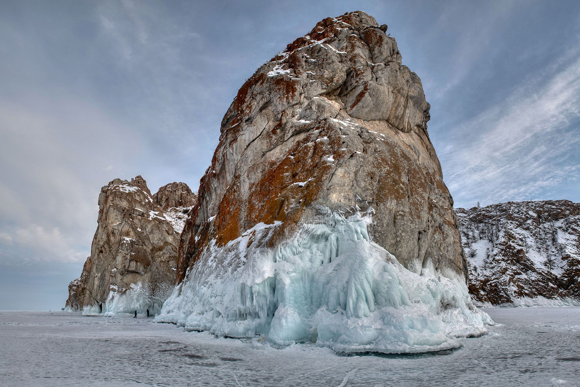 Rock covered with ice, Russian Federation