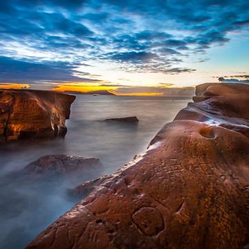 Rock sunrise Terrigal Beach, Central Coast New South Wales, Australia