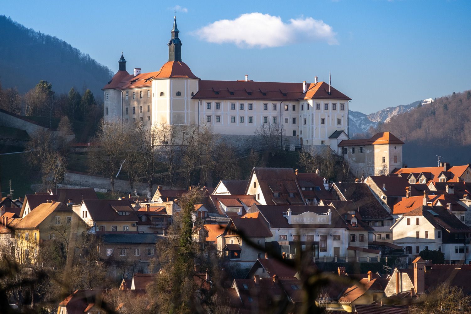 Škofja Loka old town from Hribec, Slovenia