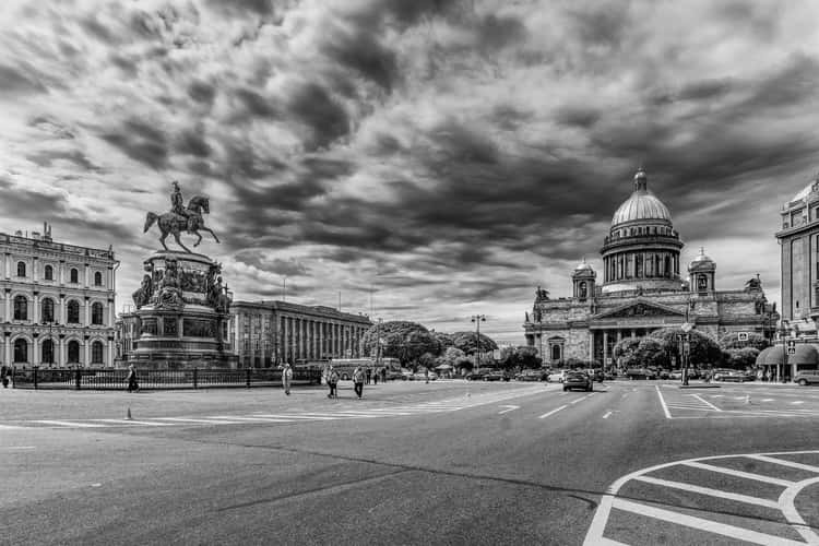 St Isaacs Cathedral with locals St Petersburg
