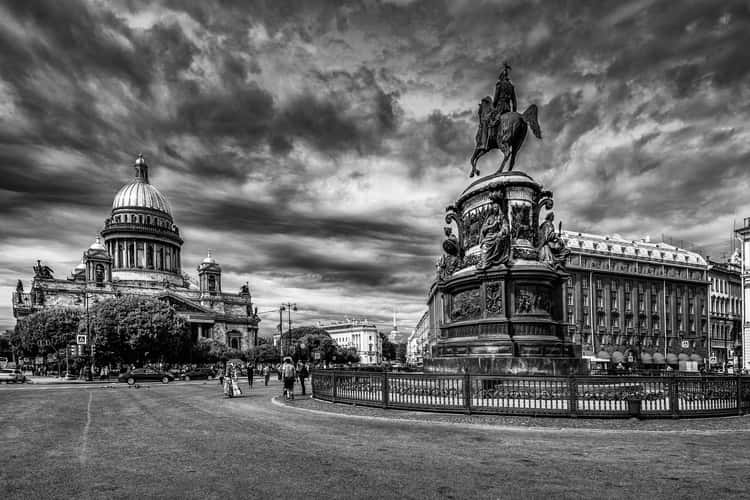 St Isaacs Cathedral with locals St Petersburg