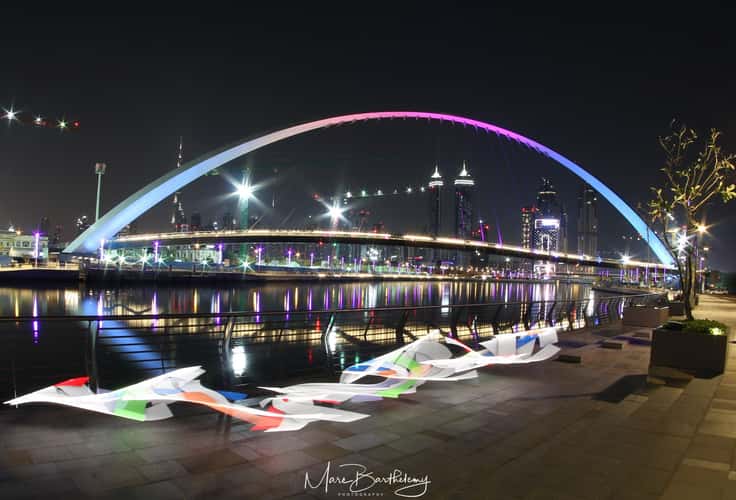 Dubai Water Canal with the Tolerance Bridge