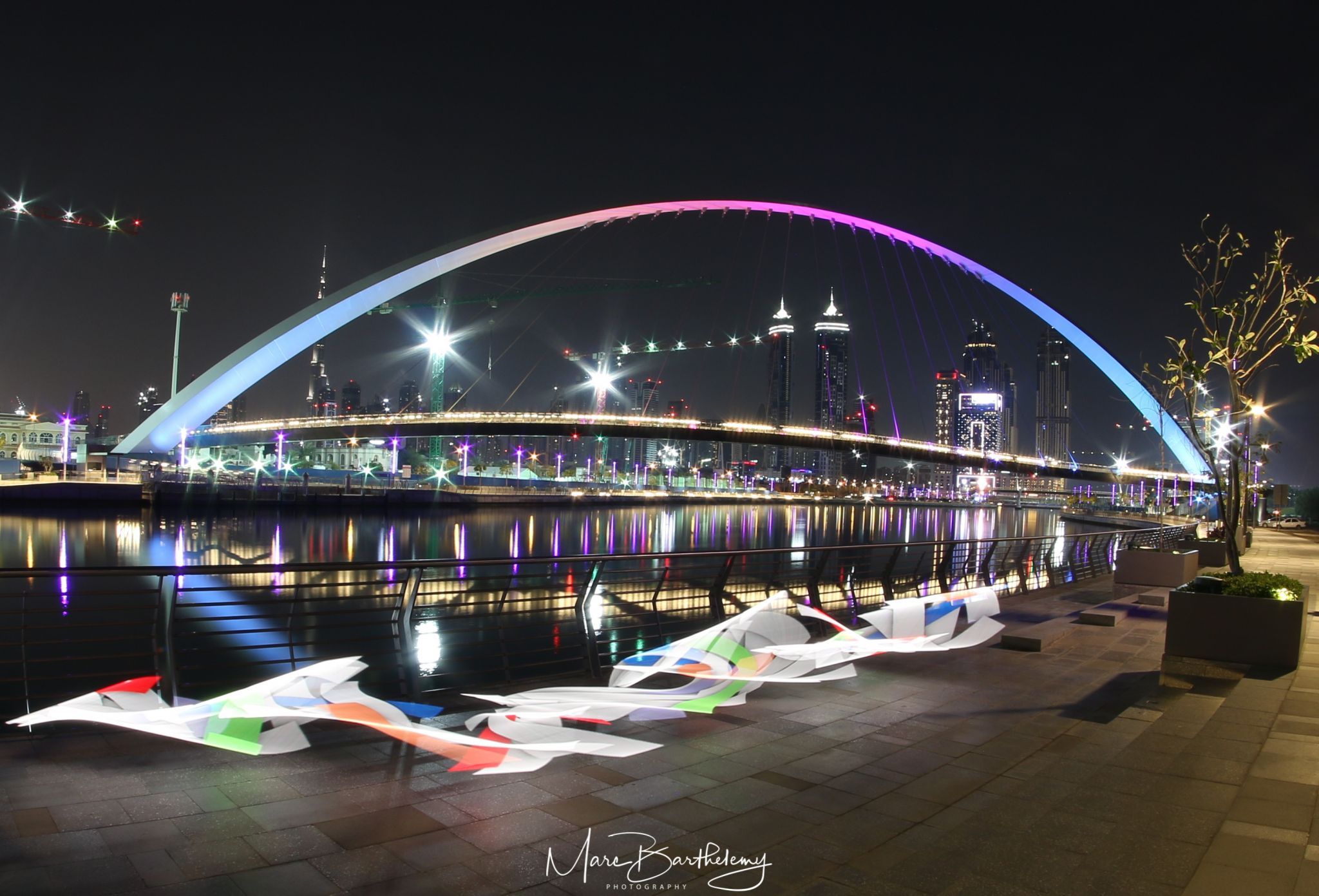 Dubai Water Canal with the Tolerance Bridge, United Arab Emirates
