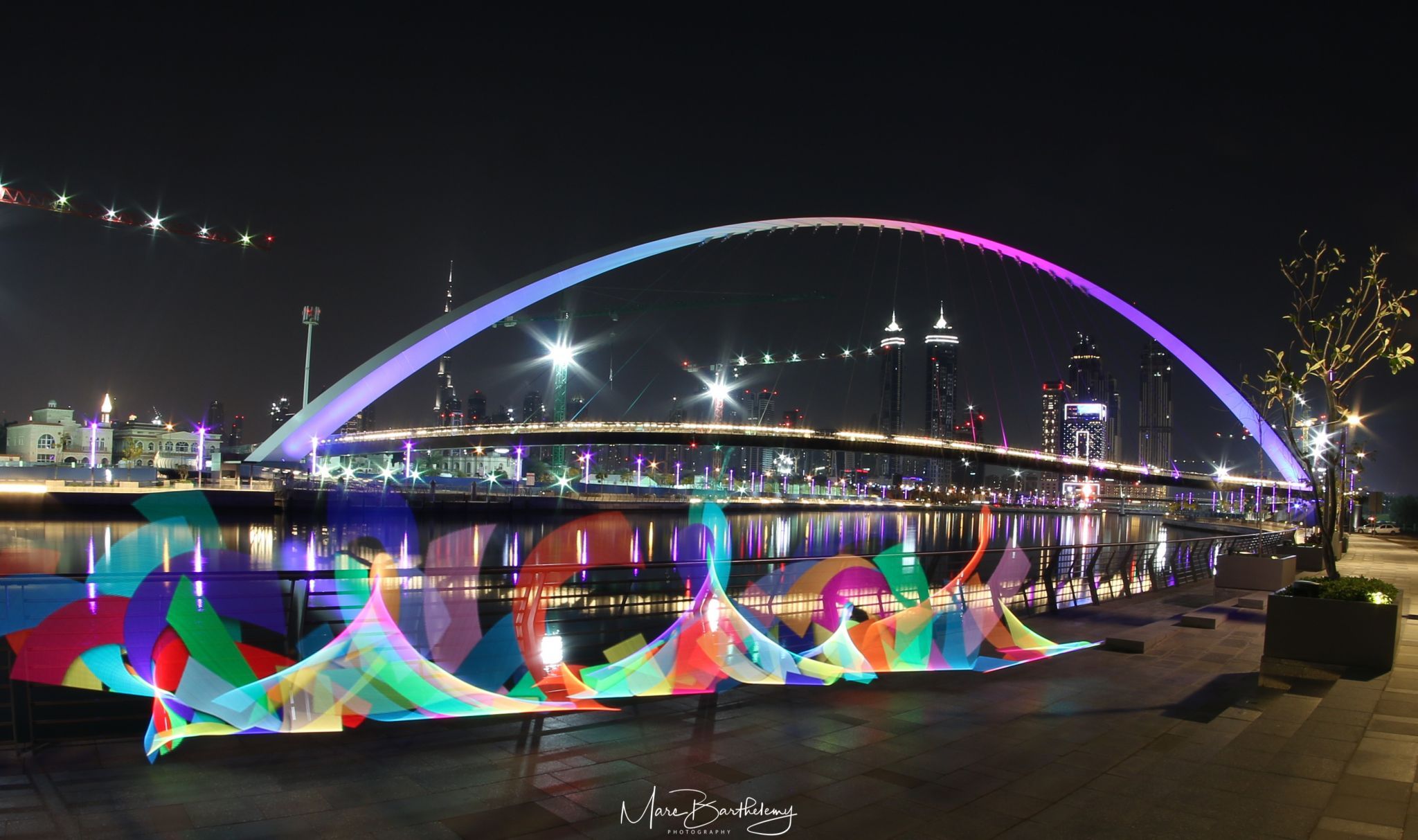 Dubai Water Canal with the Tolerance Bridge, United Arab Emirates
