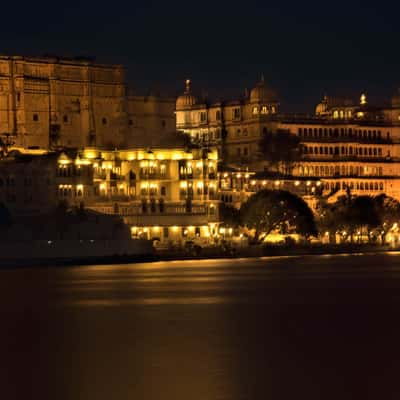 Udaipur City Palace from the water, India