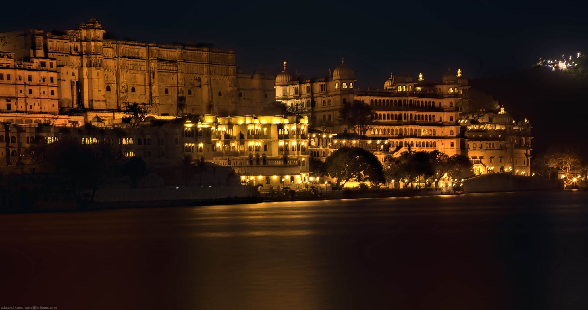 Udaipur City Palace from the water, India