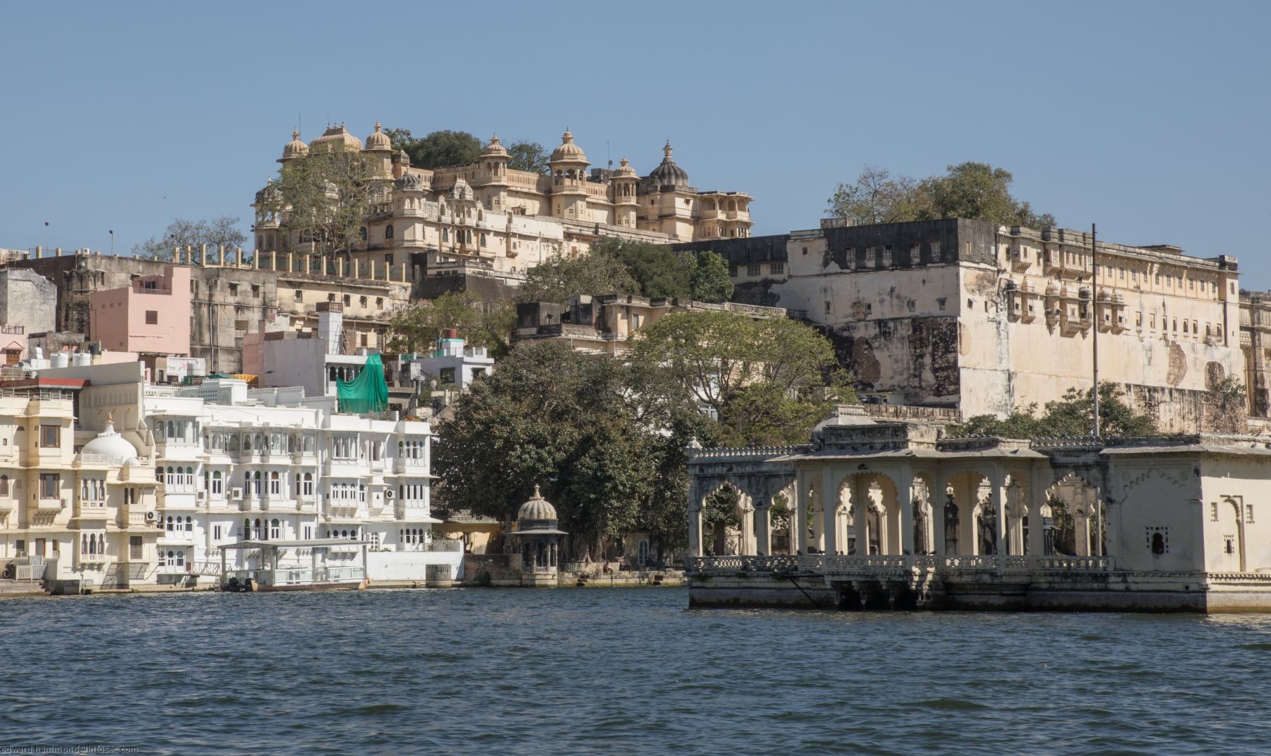 Udaipur City Palace from the water, India