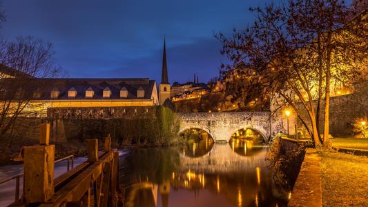 View to Stierchen Bridge and old town of Luxembourg