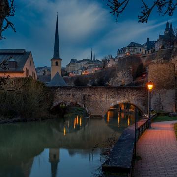 View to Stierchen Bridge and old town of Luxembourg, Luxembourg
