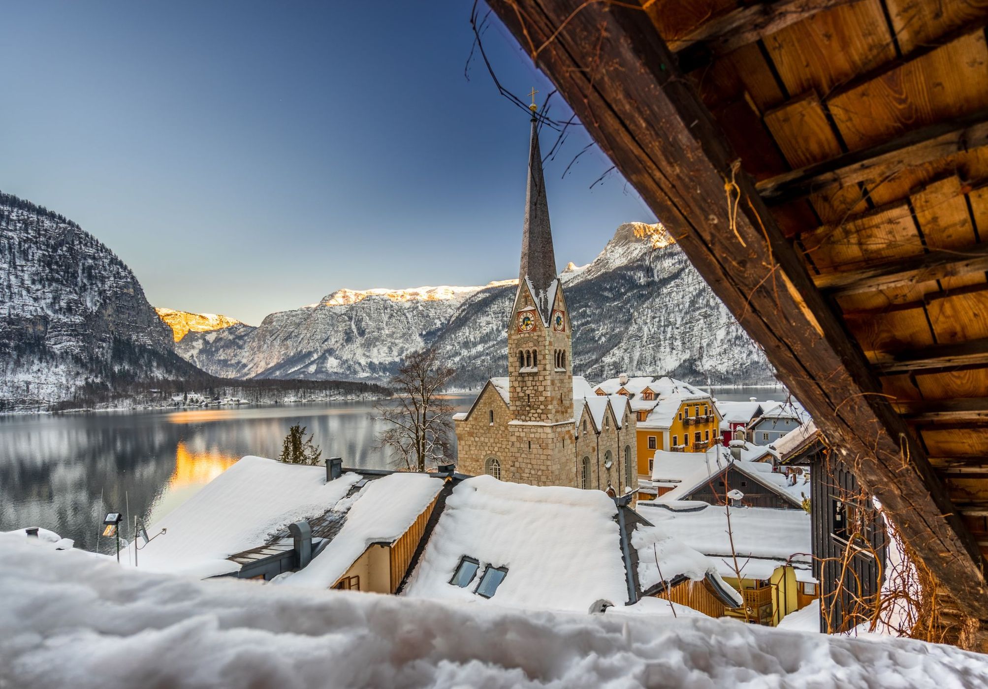 View of Hallstatt Lutheran Church, Austria