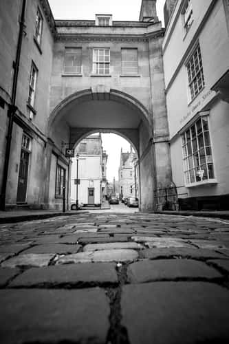 B&W street shot Bath England