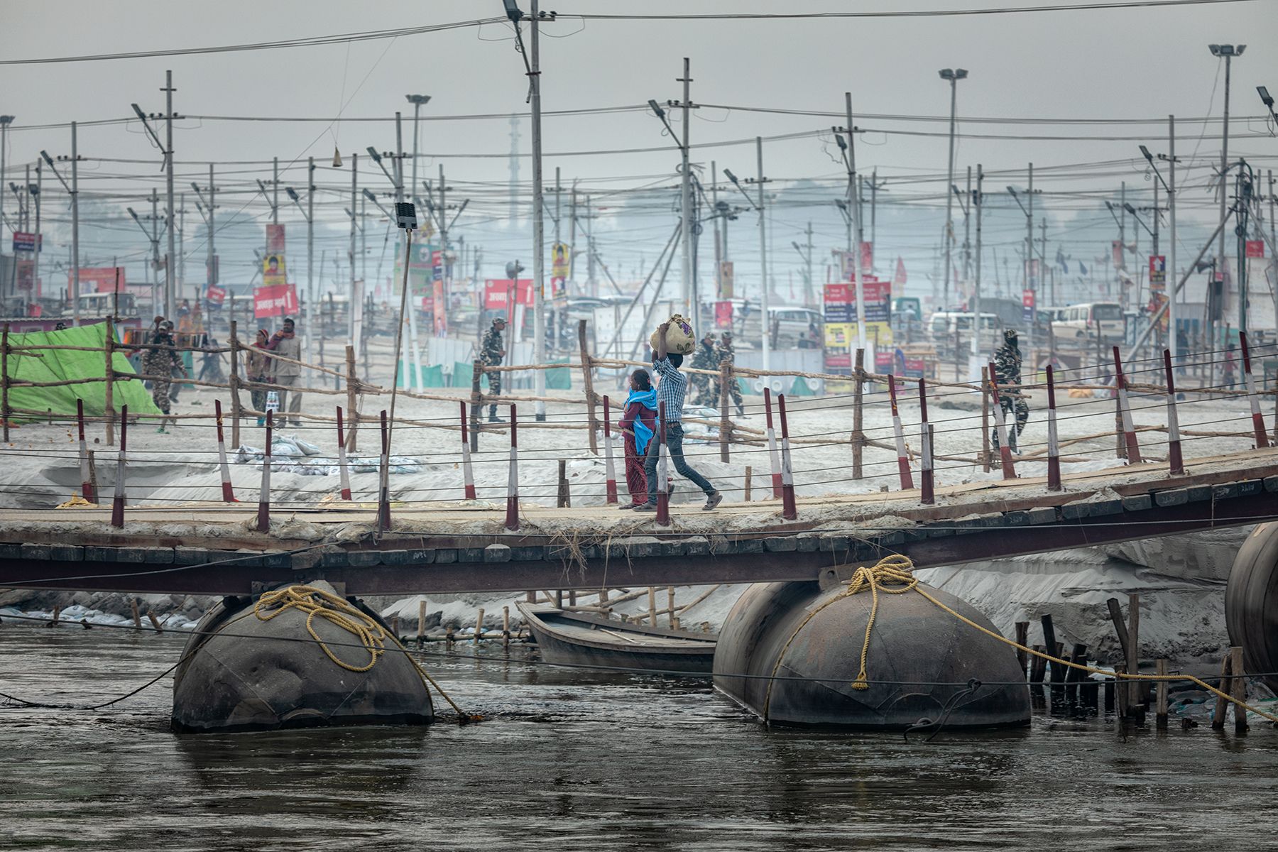 Crossing the river, India